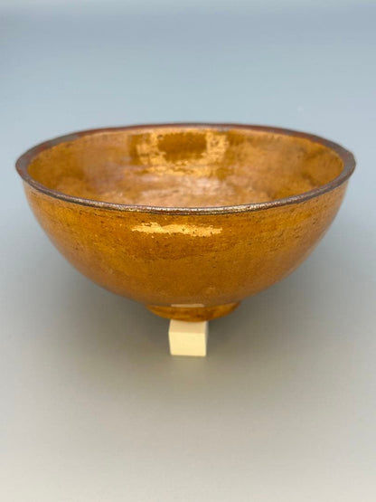 Hara Gozan Chawan — Ohi-glaze Tenmoku Tea Bowl | Amber Lacquer Glaze, Tomobako