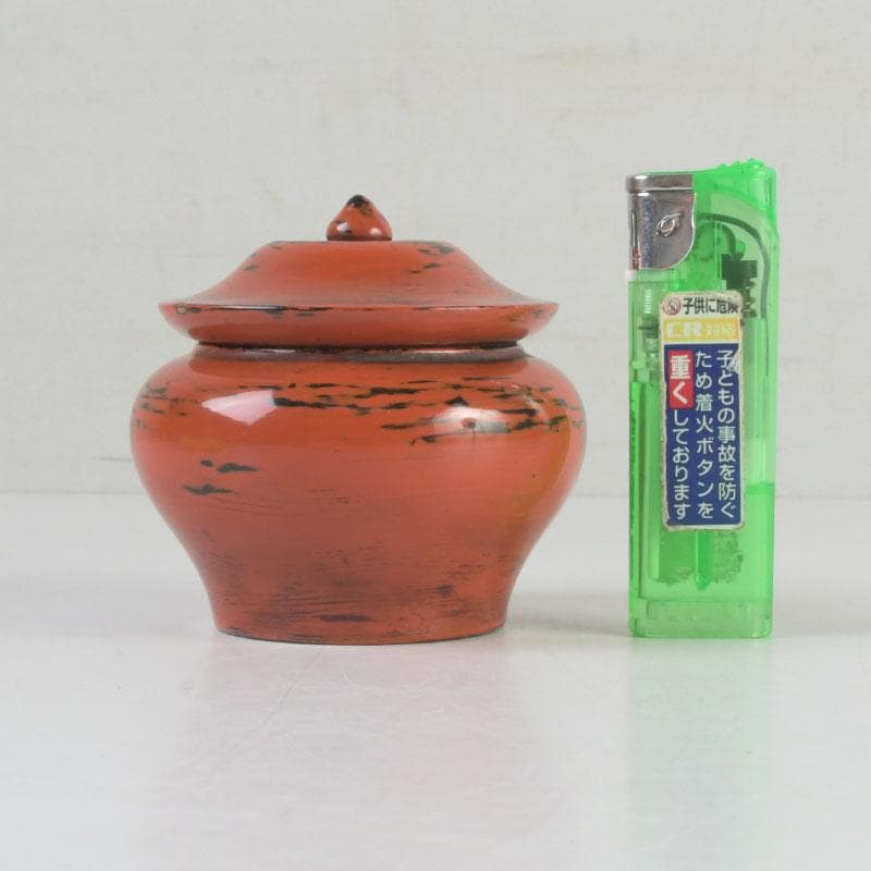 Negoro Lacquer Tea Caddy by Seishien - Shosoin Medicine Jar Form with Signed Box