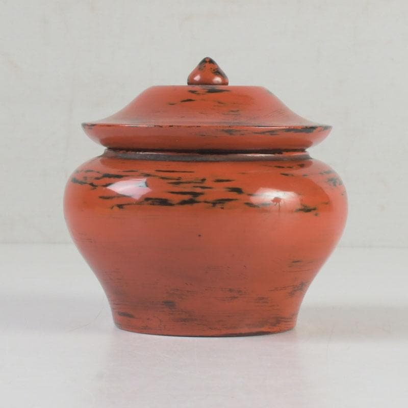 Negoro Lacquer Tea Caddy by Seishien - Shosoin Medicine Jar Form with Signed Box