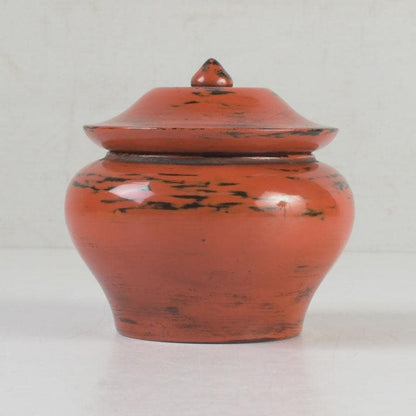 Negoro Lacquer Tea Caddy by Seishien - Shosoin Medicine Jar Form with Signed Box