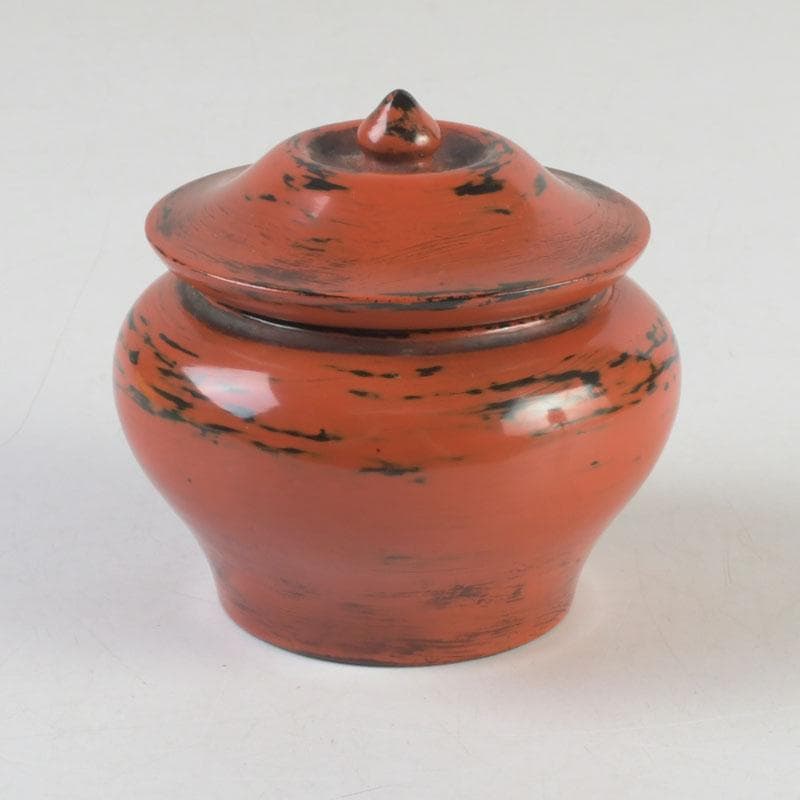 Negoro Lacquer Tea Caddy by Seishien - Shosoin Medicine Jar Form with Signed Box