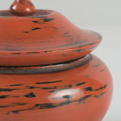 Negoro Lacquer Tea Caddy by Seishien - Shosoin Medicine Jar Form with Signed Box
