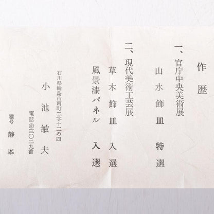 Koike Toshio Seiho Wajima-nuri Raden Grass Motif Natsume Tea Caddy