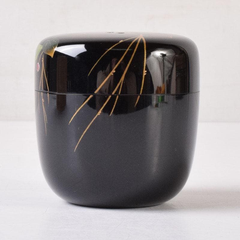 Koike Toshio Seiho Wajima-nuri Raden Grass Motif Natsume Tea Caddy