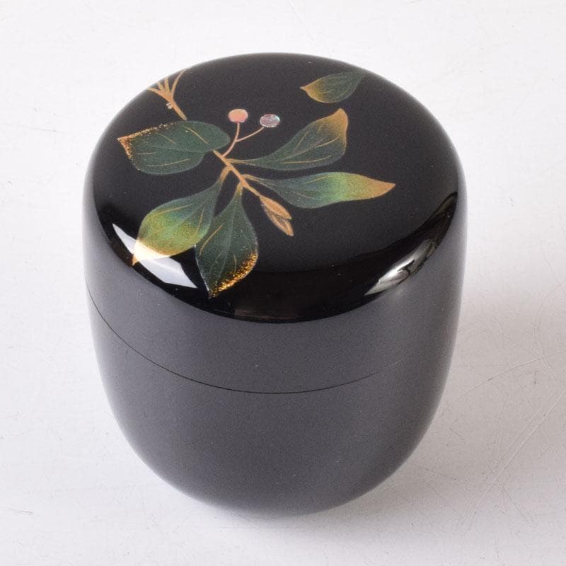 Koike Toshio Seiho Wajima-nuri Raden Grass Motif Natsume Tea Caddy