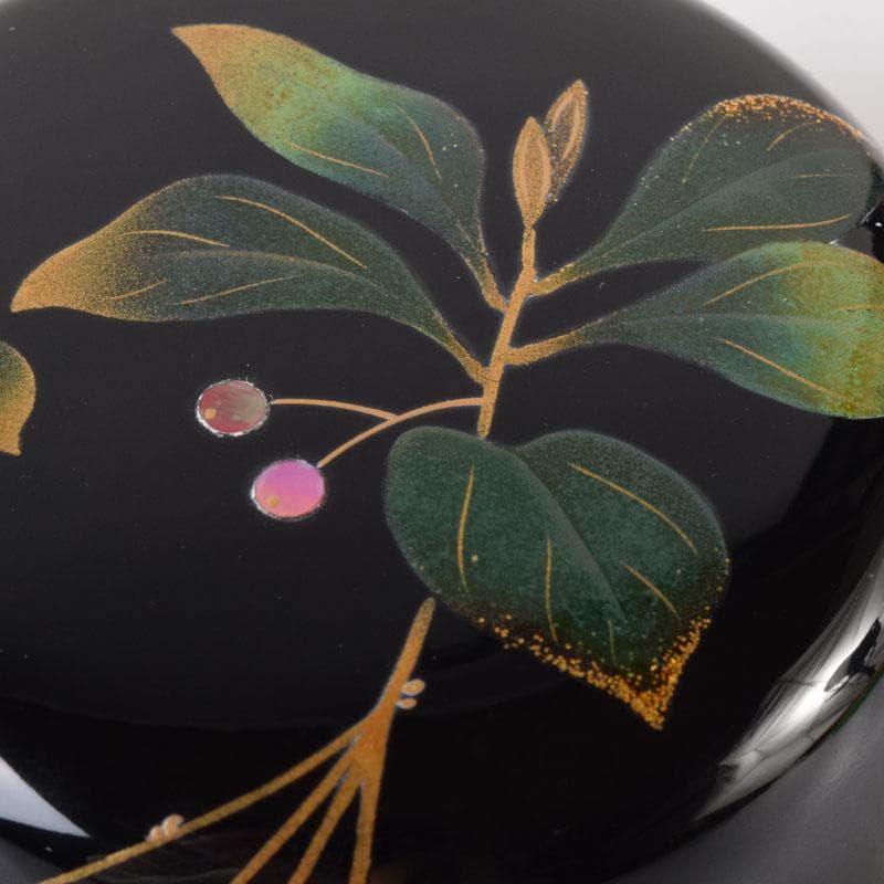 Koike Toshio Seiho Wajima-nuri Raden Grass Motif Natsume Tea Caddy