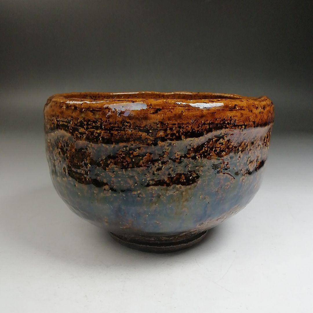 Ohi-yaki Matcha Bowl by Ohi Ippei — Rare Blue-Purple Yohen Kiln Effect, Signed Tomobako