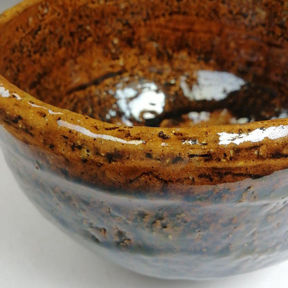 Ohi-yaki Matcha Bowl by Ohi Ippei — Rare Blue-Purple Yohen Kiln Effect, Signed Tomobako