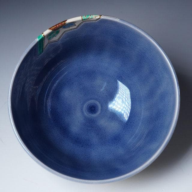 Nakamura Suiran Kōchi Fan Panel Tea Bowl — Polychrome Overglaze Enamel