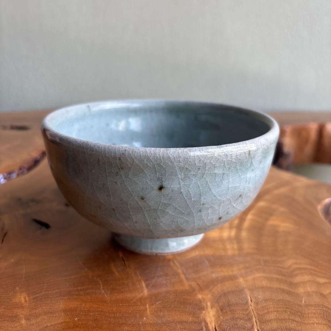 Celadon Matcha Bowl by Yamaguchi Takashi — Goryeo-Style Crackle Glaze, Signed Wooden Box