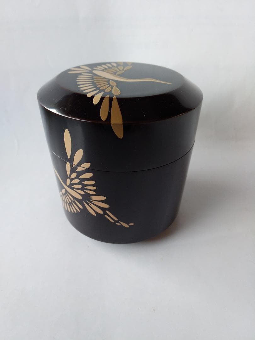 Maehata Gaho Crane Maki-e Yukifuki Tea Caddy — Traditional Craftsman, New, Signed Box & Cloth