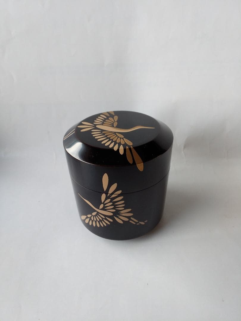 Maehata Gaho Crane Maki-e Yukifuki Tea Caddy — Traditional Craftsman, New, Signed Box & Cloth