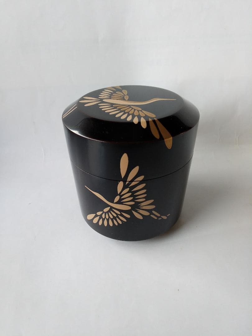Maehata Gaho Crane Maki-e Yukifuki Tea Caddy — Traditional Craftsman, New, Signed Box & Cloth