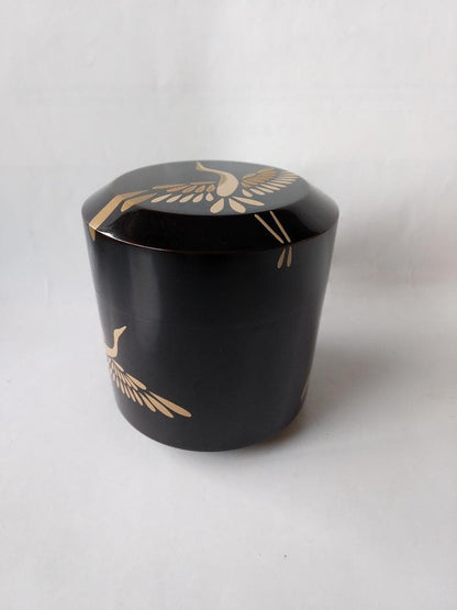 Maehata Gaho Crane Maki-e Yukifuki Tea Caddy — Traditional Craftsman, New, Signed Box & Cloth