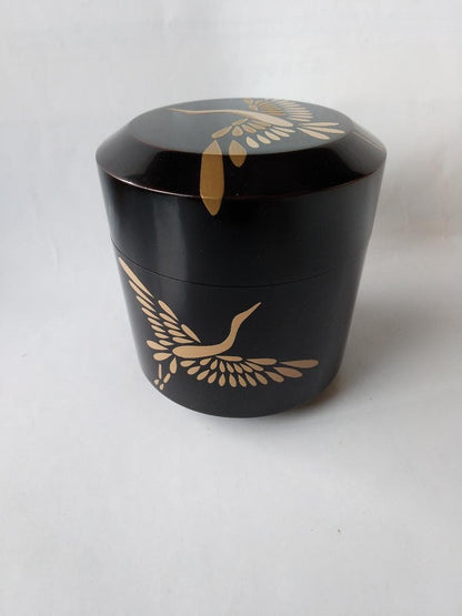 Maehata Gaho Crane Maki-e Yukifuki Tea Caddy — Traditional Craftsman, New, Signed Box & Cloth