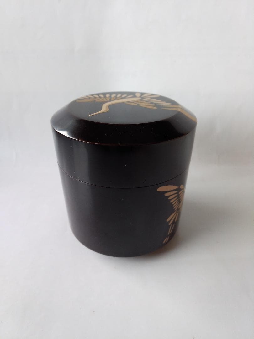 Maehata Gaho Crane Maki-e Yukifuki Tea Caddy — Traditional Craftsman, New, Signed Box & Cloth