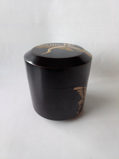 Maehata Gaho Crane Maki-e Yukifuki Tea Caddy — Traditional Craftsman, New, Signed Box & Cloth