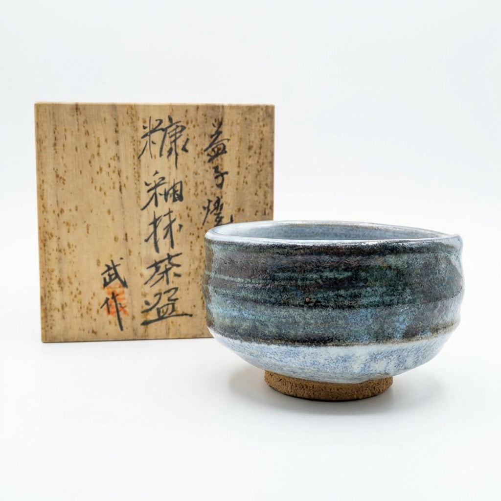 Mashiko Yaki Nuka Glaze Matcha Bowl Signed Take Artist Tomobako Chawan