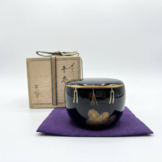 Murata Hyakusen Kaga Maki-e Hira-Natsume 'Shimekazari' - Gold Lacquer Tea Caddy