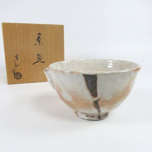 Abstract Triangle Tea Bowl by Seiwa Kiln - Modern Chawan with Geometric Iron Design