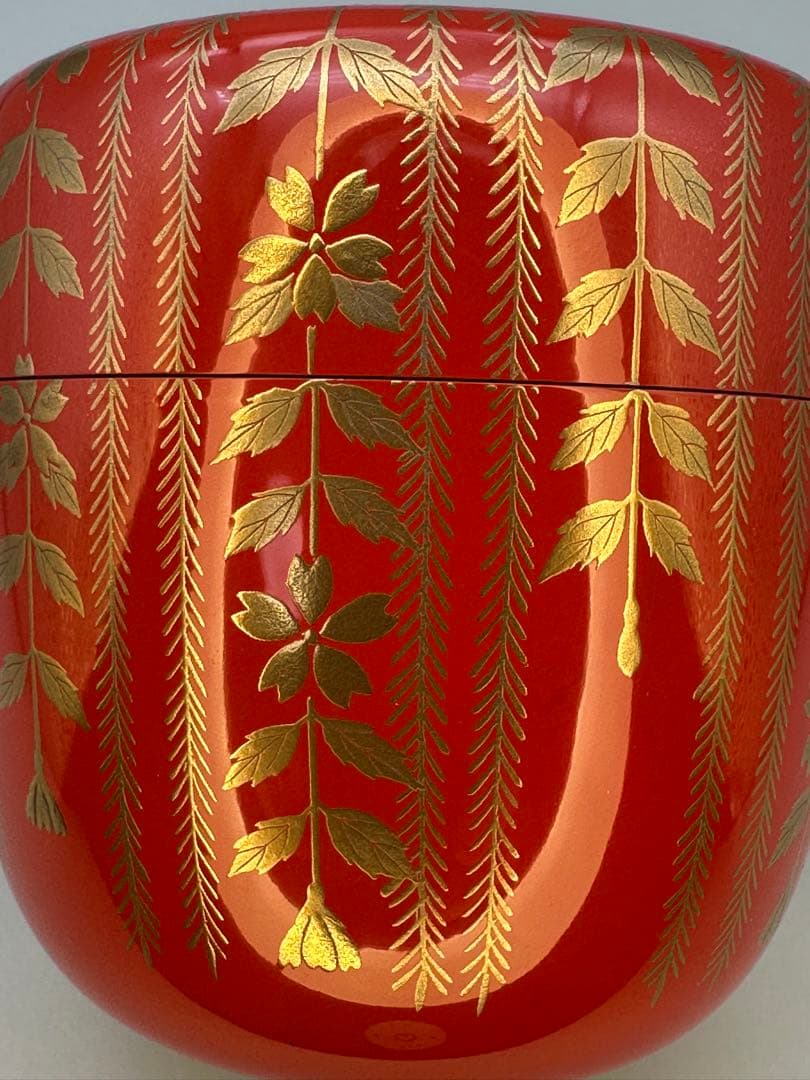 Willow Cherry Natsume by Murata Sokaku – Japanese Tea Caddy – Silver Interior – Japan