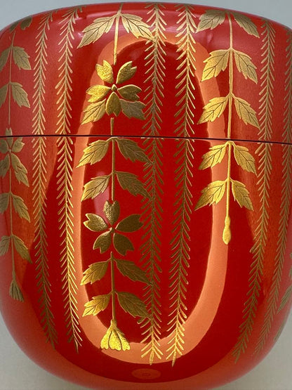 Willow Cherry Natsume by Murata Sokaku – Japanese Tea Caddy – Silver Interior – Japan