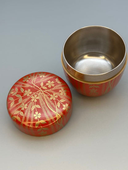 Willow Cherry Natsume by Murata Sokaku – Japanese Tea Caddy – Silver Interior – Japan