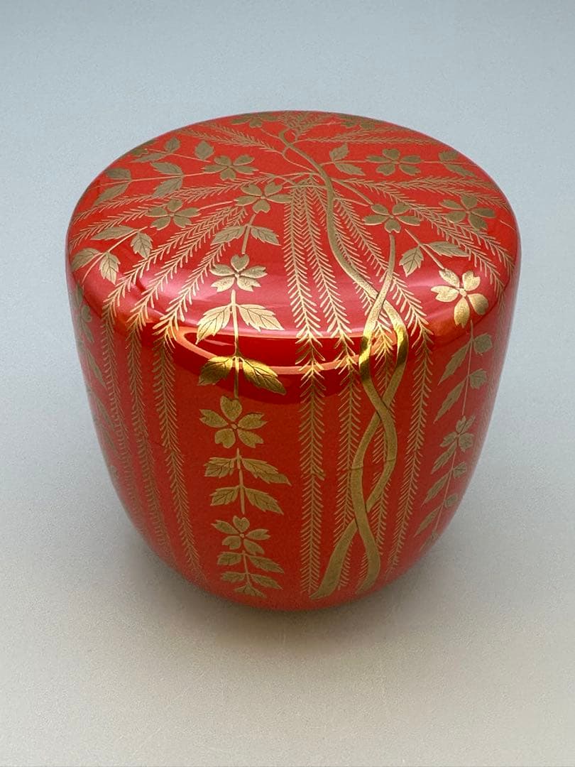 Willow Cherry Natsume by Murata Sokaku – Japanese Tea Caddy – Silver Interior – Japan