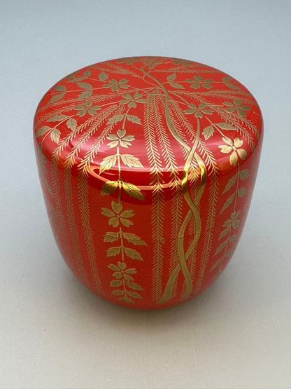 Willow Cherry Natsume by Murata Sokaku – Japanese Tea Caddy – Silver Interior – Japan