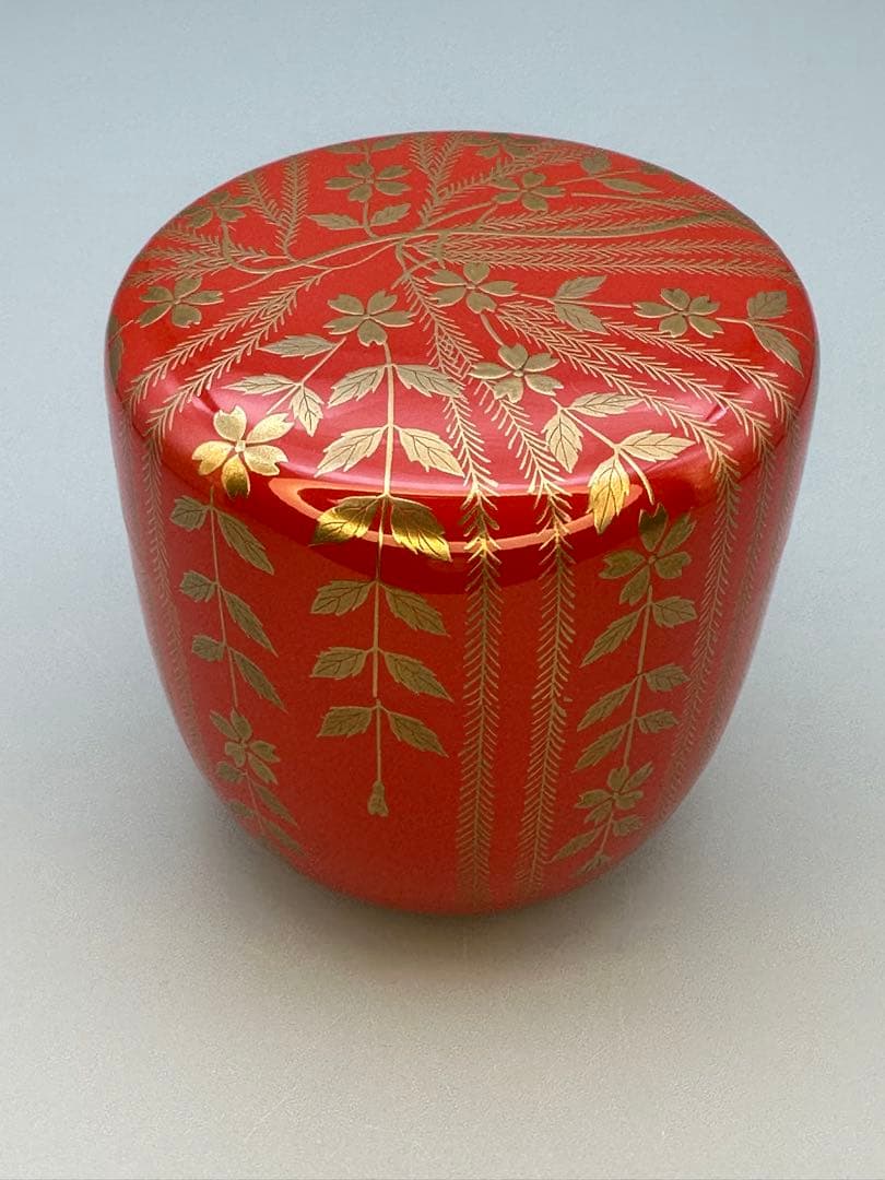 Willow Cherry Natsume by Murata Sokaku – Japanese Tea Caddy – Silver Interior – Japan