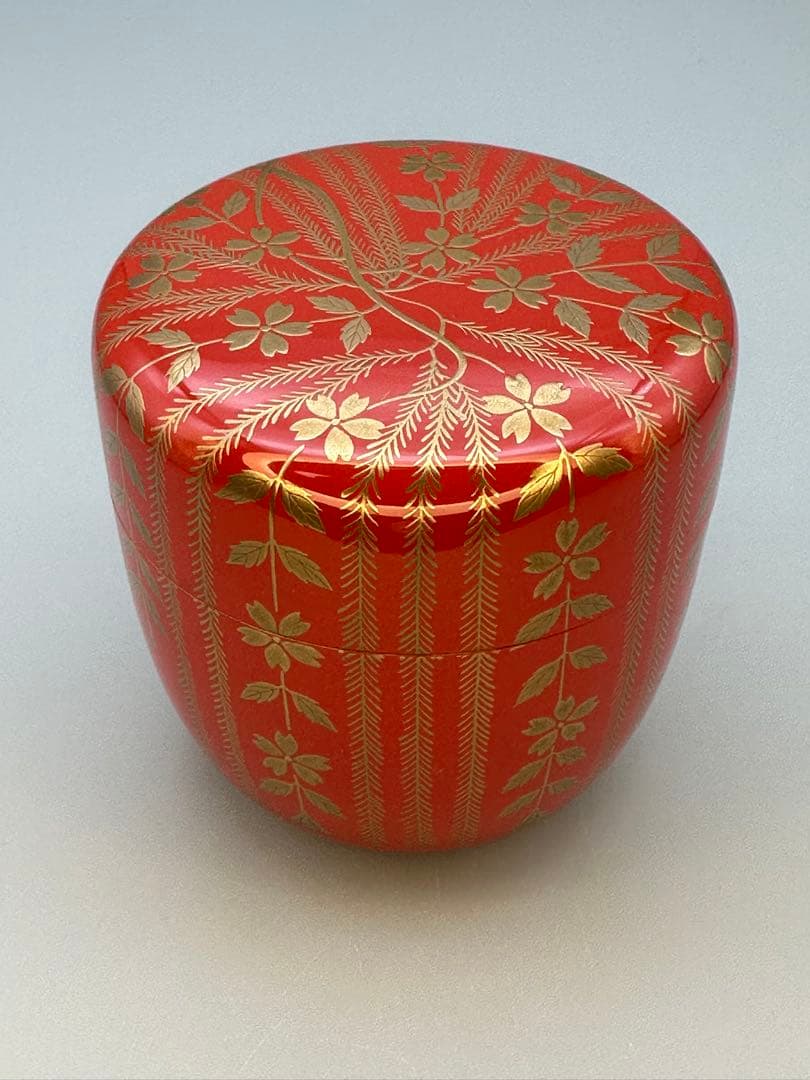 Willow Cherry Natsume by Murata Sokaku – Japanese Tea Caddy – Silver Interior – Japan