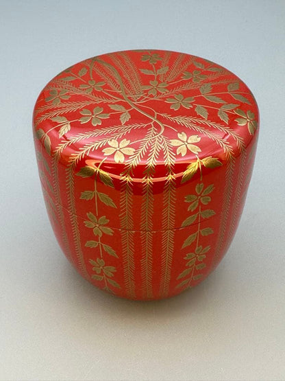 Willow Cherry Natsume by Murata Sokaku – Japanese Tea Caddy – Silver Interior – Japan