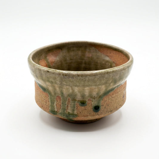 Iga Ware Tea Bowl - Green Ash Glaze Chawan with Natural Kiln Effects