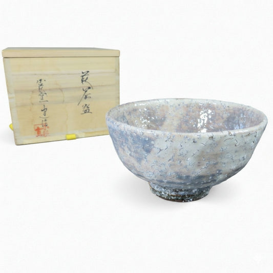 Kohagi Kiln White Hagi Tea Bowl - Japanese Matcha Chawan with Signed Box